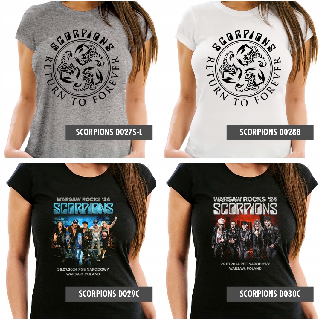SCORPIONS WARSAW ROCKS FESTIVAL 2024 PGE NARODOWY T SHIRT KOSZULKA DAMSKA M Wzór dominujący print (nadruk)