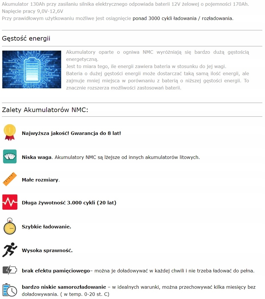 Akumulator litowy NMC 140Ah 12V 3000 cykli 8,5 kg Kod producenta NMC13012