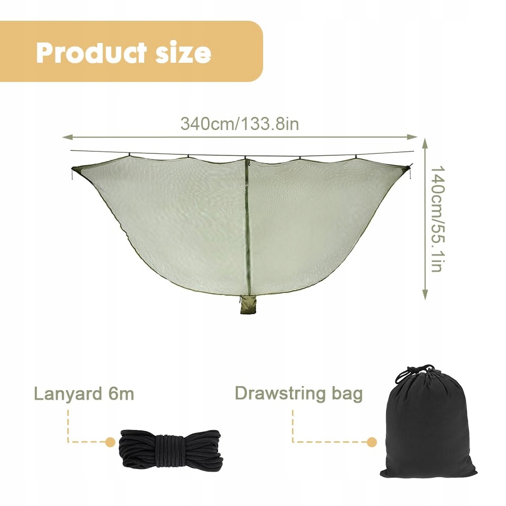 Moskitiera Do Hamaka 360 Stopni Lekka Na Owady Podróżna Outdoor CASENLY — miniatura 7