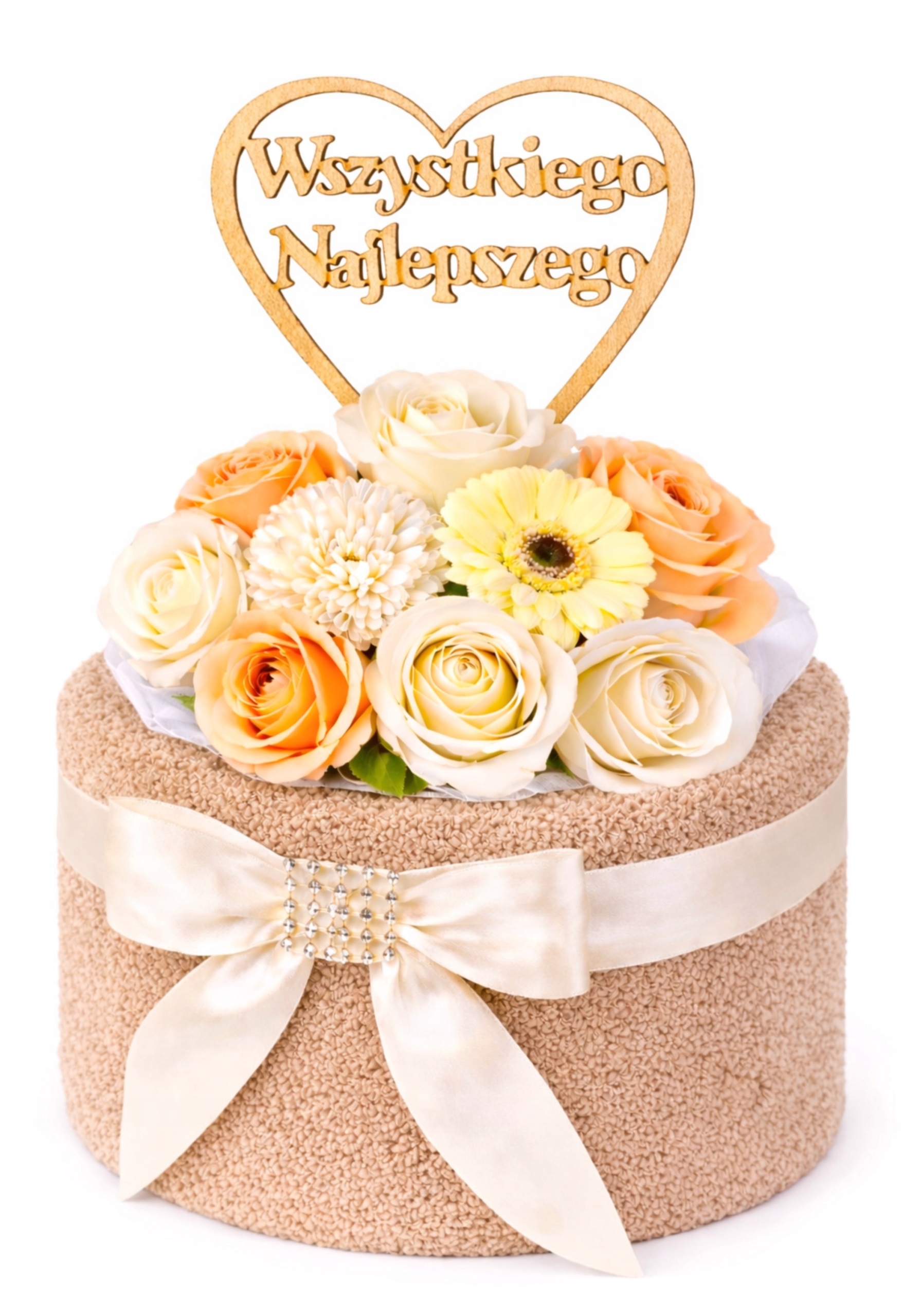 Bukiet z mydlany tort Urodziny Imieniny ręcznik 140x70 cm