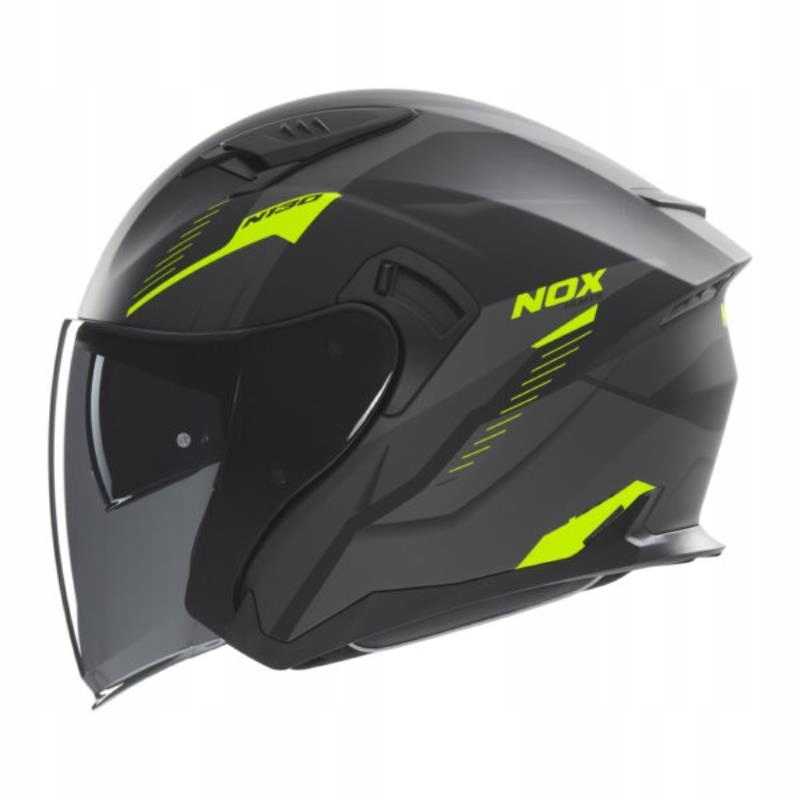Nox Otvorená Prilba Jet S Blendou N130 Myst Čierna/žltá Fluo Mat Veľkosť