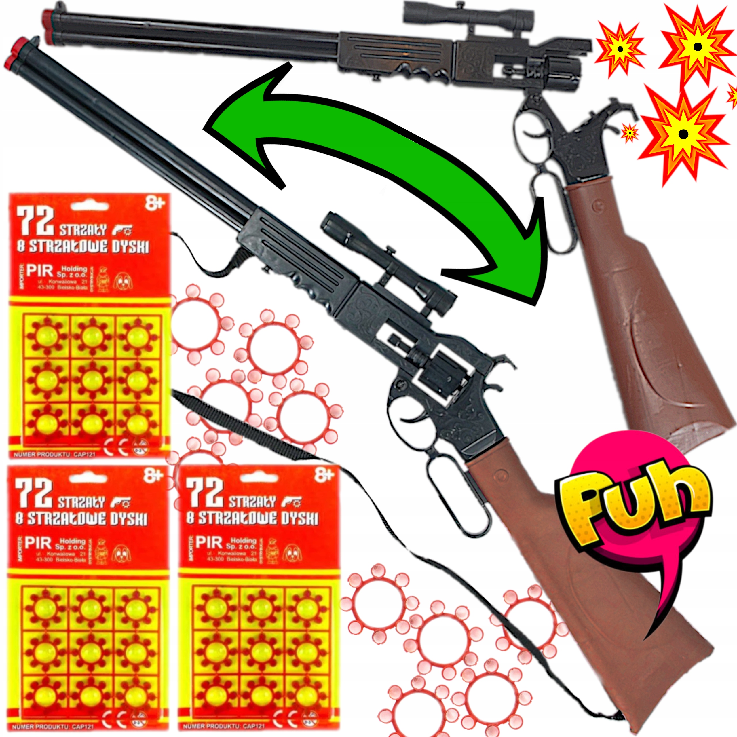 STRZELBA HUKOWA NA KAPISZONY WINCHESTER KARABIN KOWBOJA +3X KAPISZON ZESTAW
