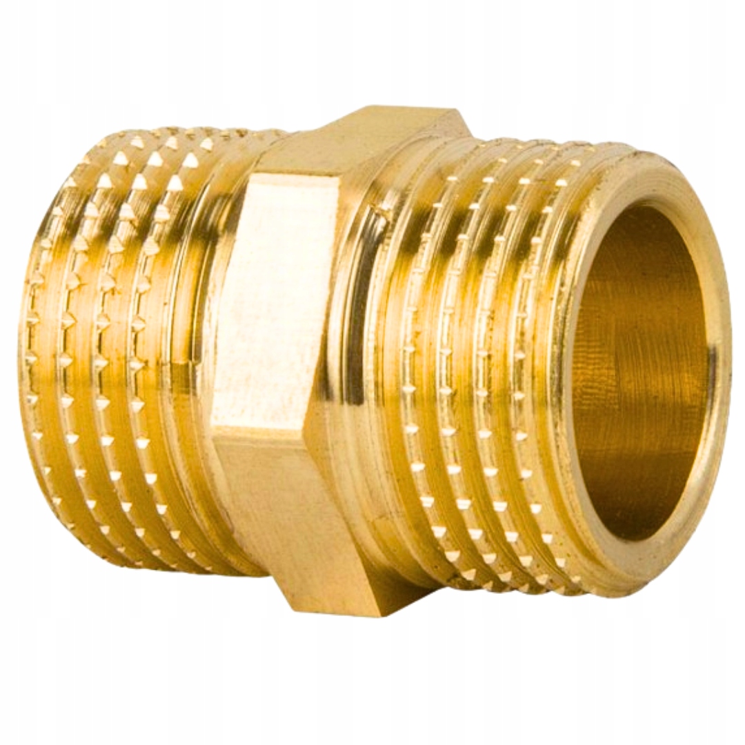 Nypel 1/4'' cala Mosięzny Wzmocniony Mosiądz RÓWNOPRZELOTOWY Mufa GZ EAN (GTIN) 8592018471641