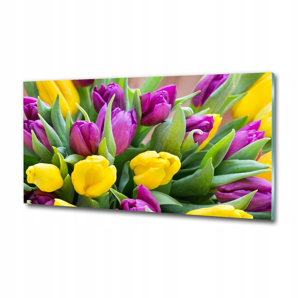 Skleněný fotoobraz na zeď Barevné tulipány
