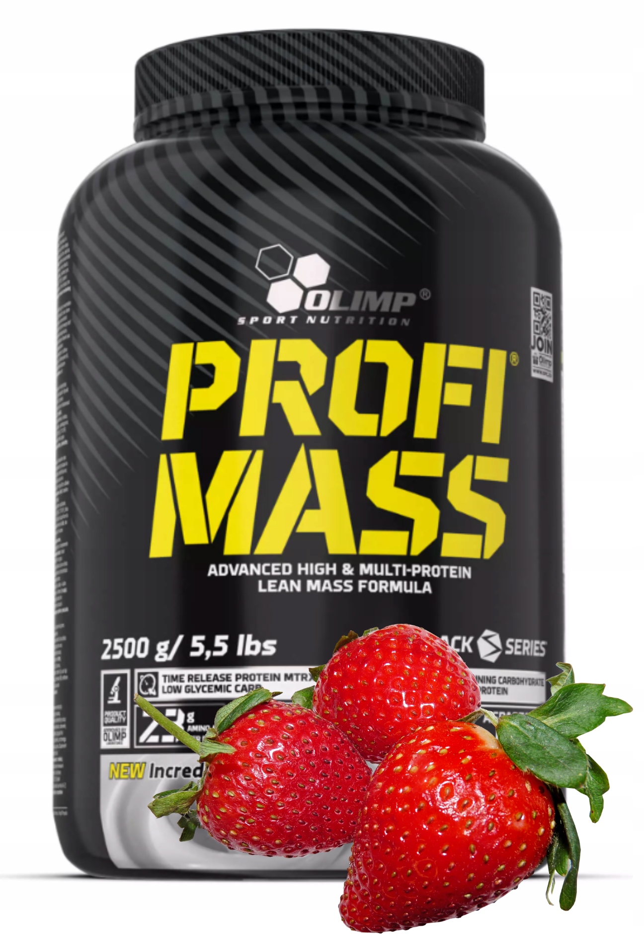 Olimp Profi Mass 2500 g Jahoda Gainer Bílkoviny Doplněk Stravy Masa Bulk Svaly