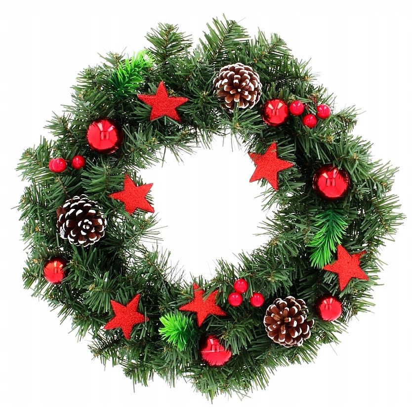 WIENIEC ŚWIĄTECZNY CZERWONY STROIK 40 cm GIRLANDA