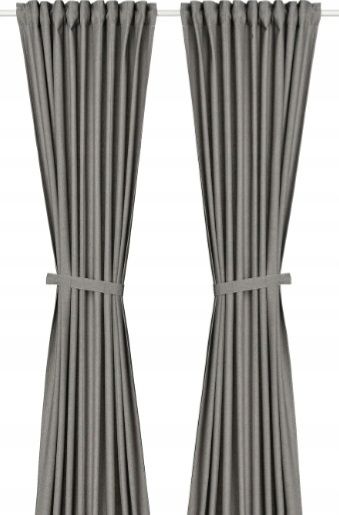 Ikea Lenda záclony s viazaním 2 ks 140x300 tmavosivé
