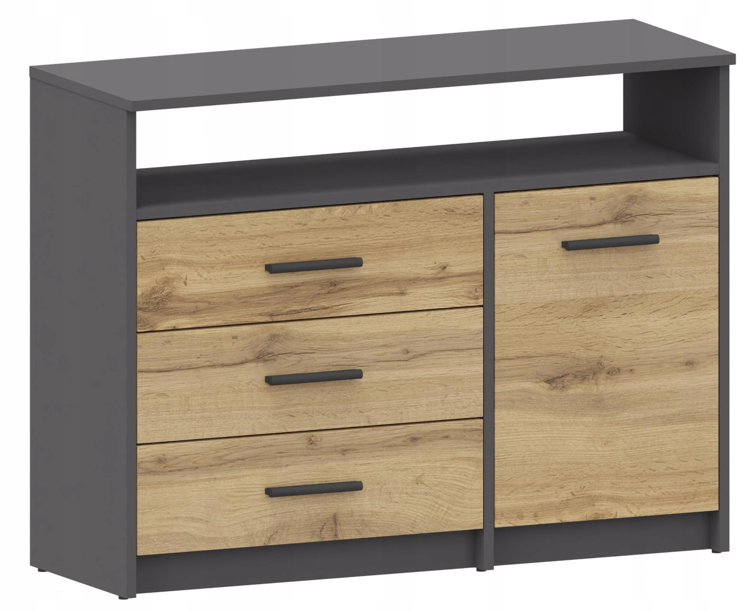 Komoda skříňka Bodo 1D3SO grafit-wotan antracit zásuvky regál Ufc