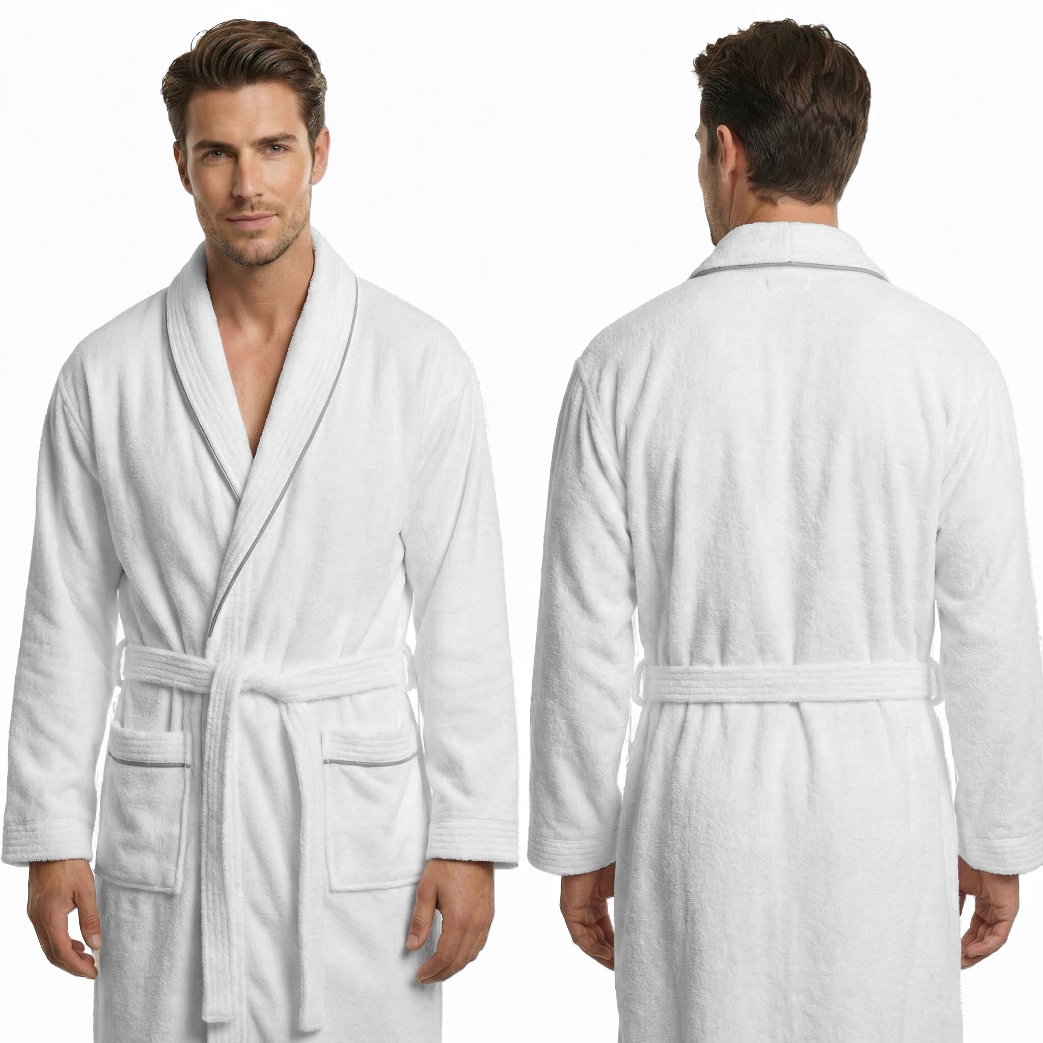 Pánský župan silný 100% Bavlna Froté Lemovaný Enzo Hotelový Bílý XXL