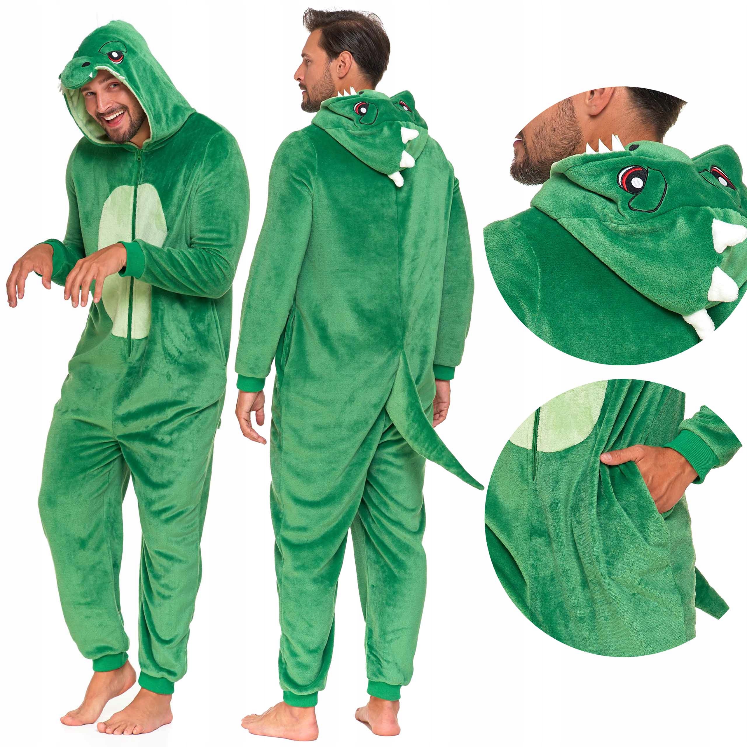 Onesie pyžamo Teplá Kombinéza Jednodílná dárek Dinosaurus unisex M