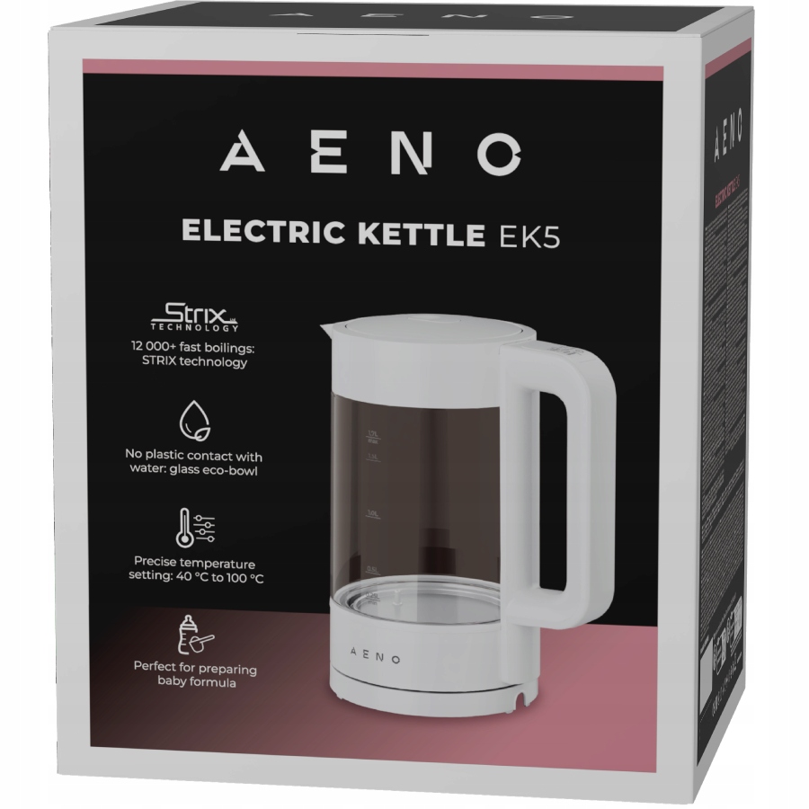 AENO EK5 Czajnik 1,7L regulacja 40-100°C Strix biały — 18