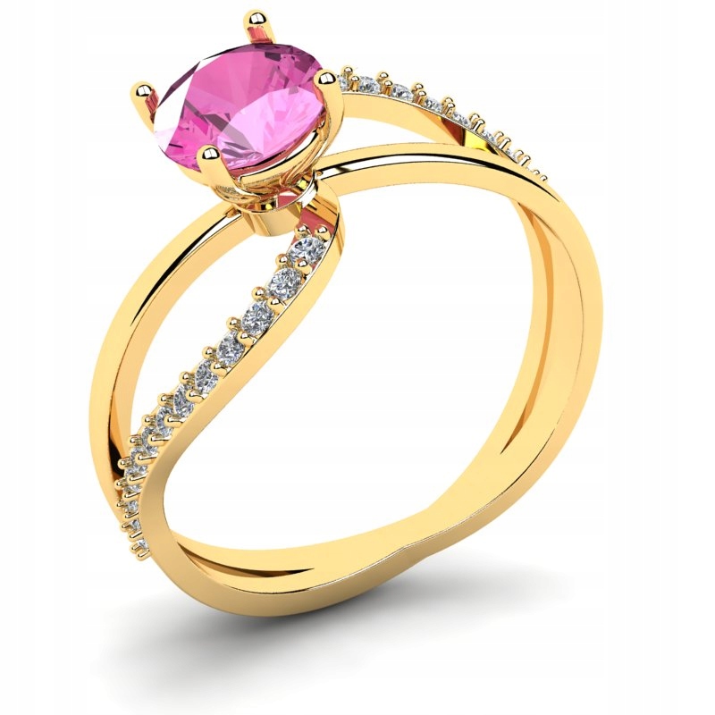 

Pierścionek Złoty Zaręczynowy Z Różową Cyrkonią