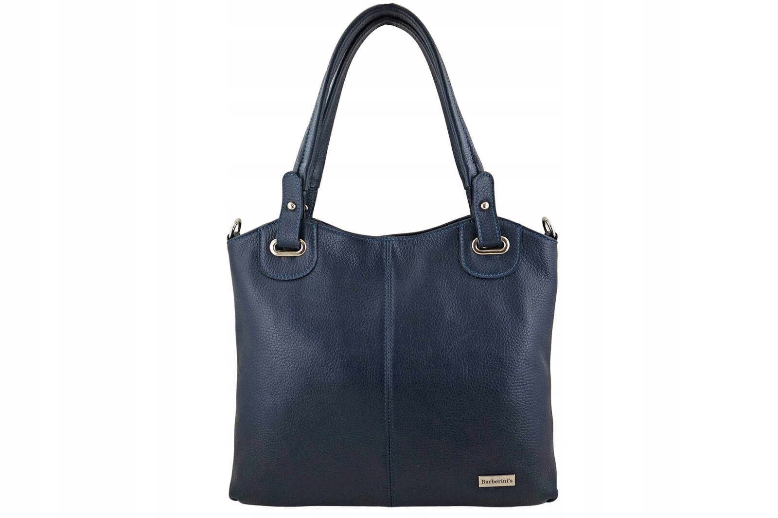 Velká dámská kožená kabelka Shopper A4 pro každý den Tmavě modrá