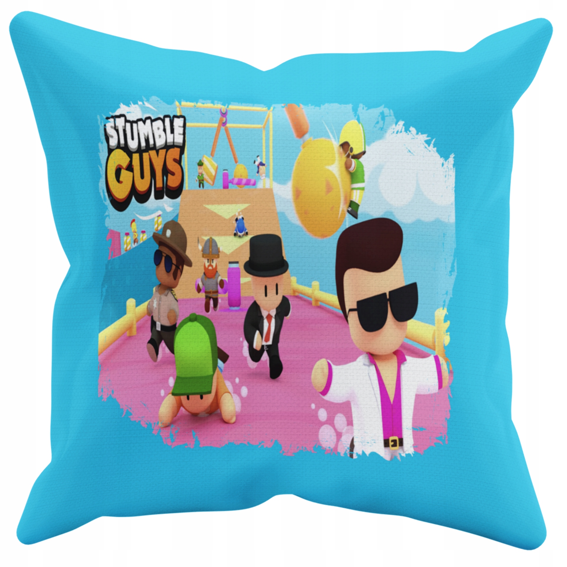 POSZEWKA NA PODUSZKĘ JAŚKA DO PRZEDSZKOLA STAMBEL GUYS + IMIĘ GRATIS Kolor dominujący odcienie niebieskiego