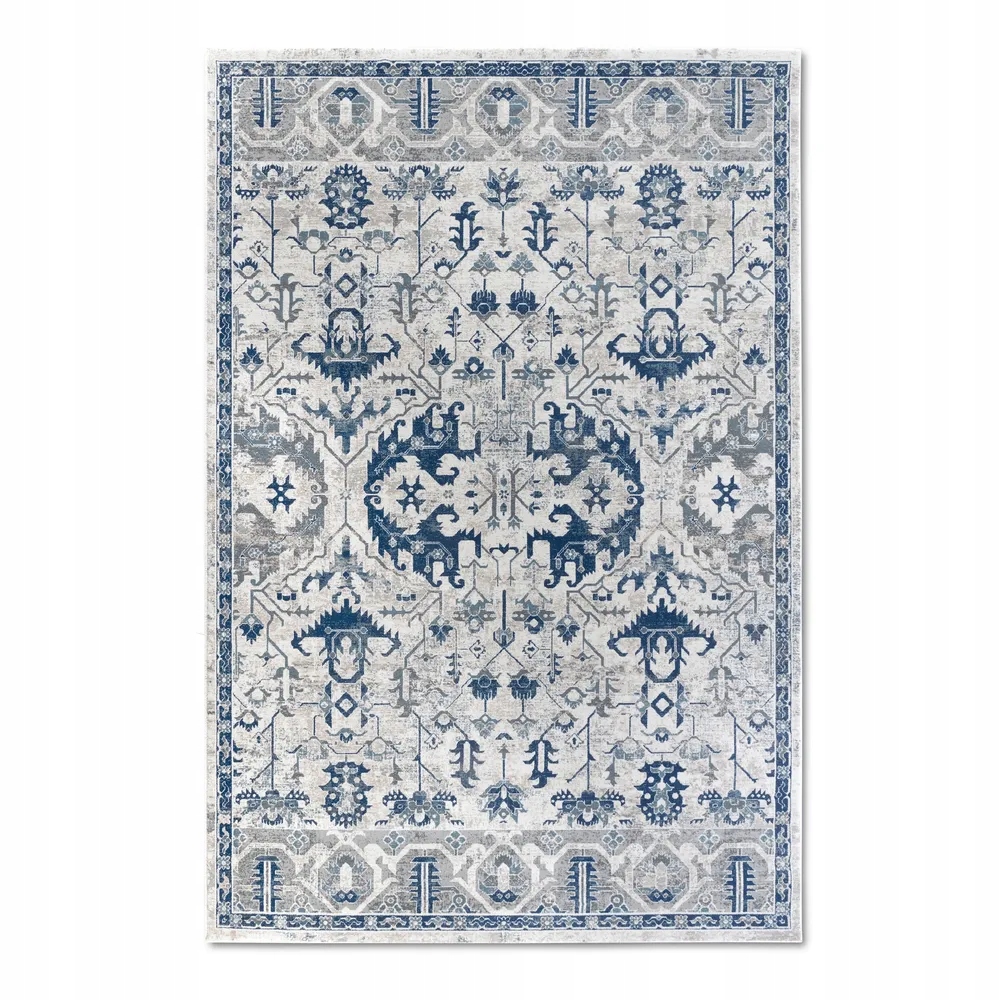 Tradičný koberec do obývačky 120 x 170 cm, klasický modro-krémový vzor