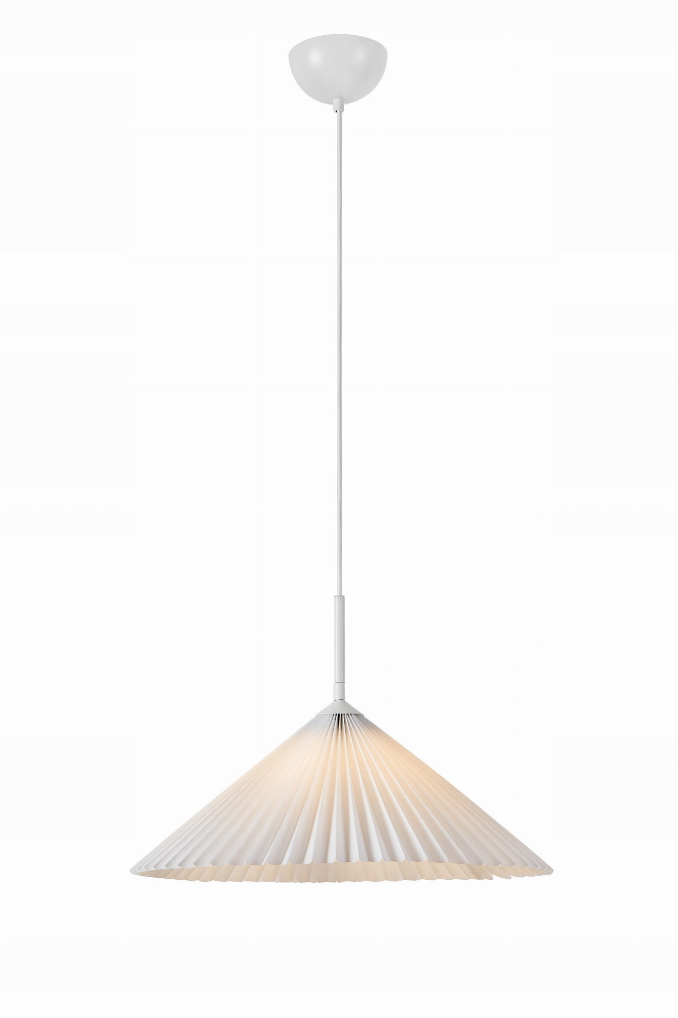 Závěsná lampa bílá s plisovaným stínidlem do jídelny, závit E27 Markslojd
