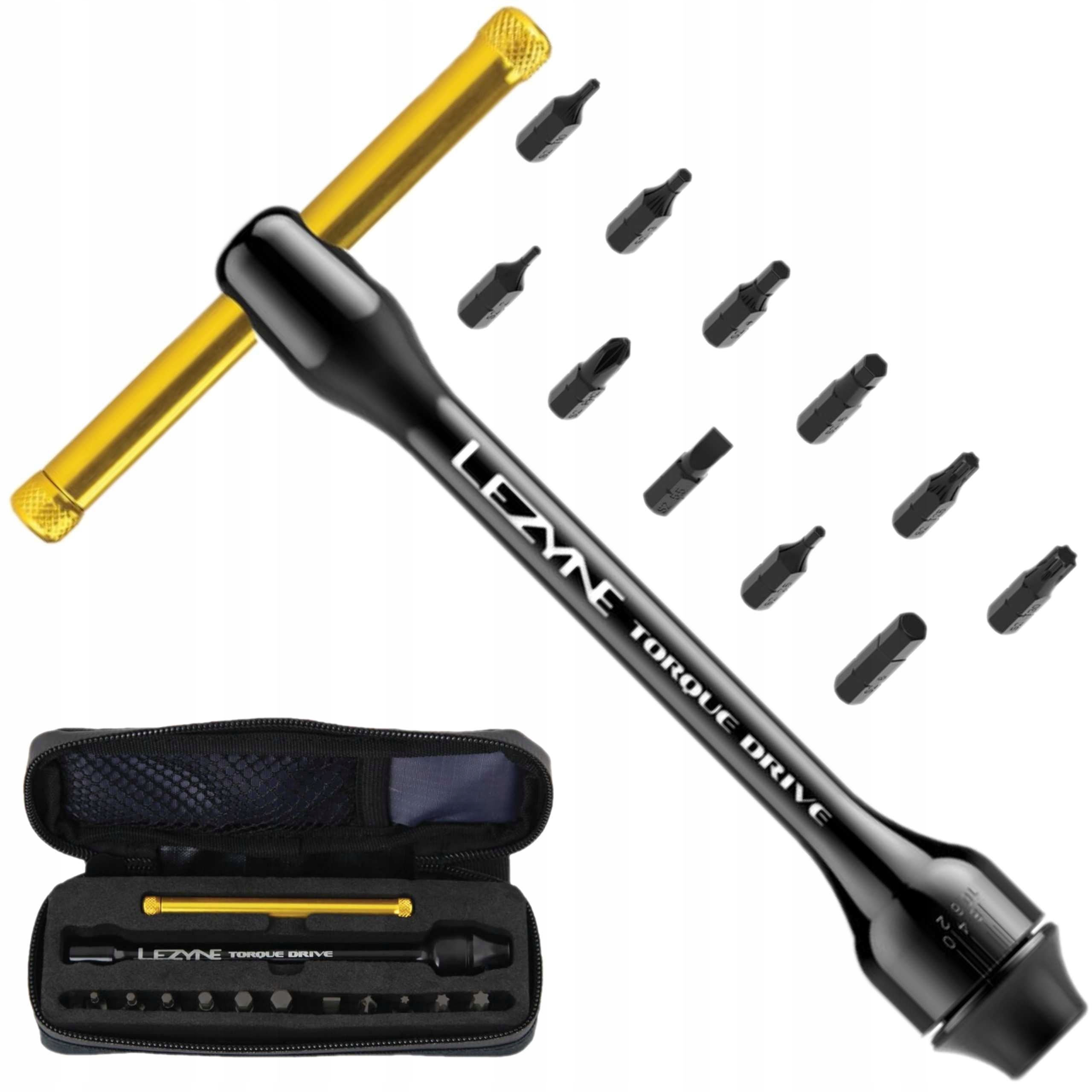 Klucz Dynamometryczny 2-10 Nm Z Bitami Lezyne Torque Drive Black/Gold