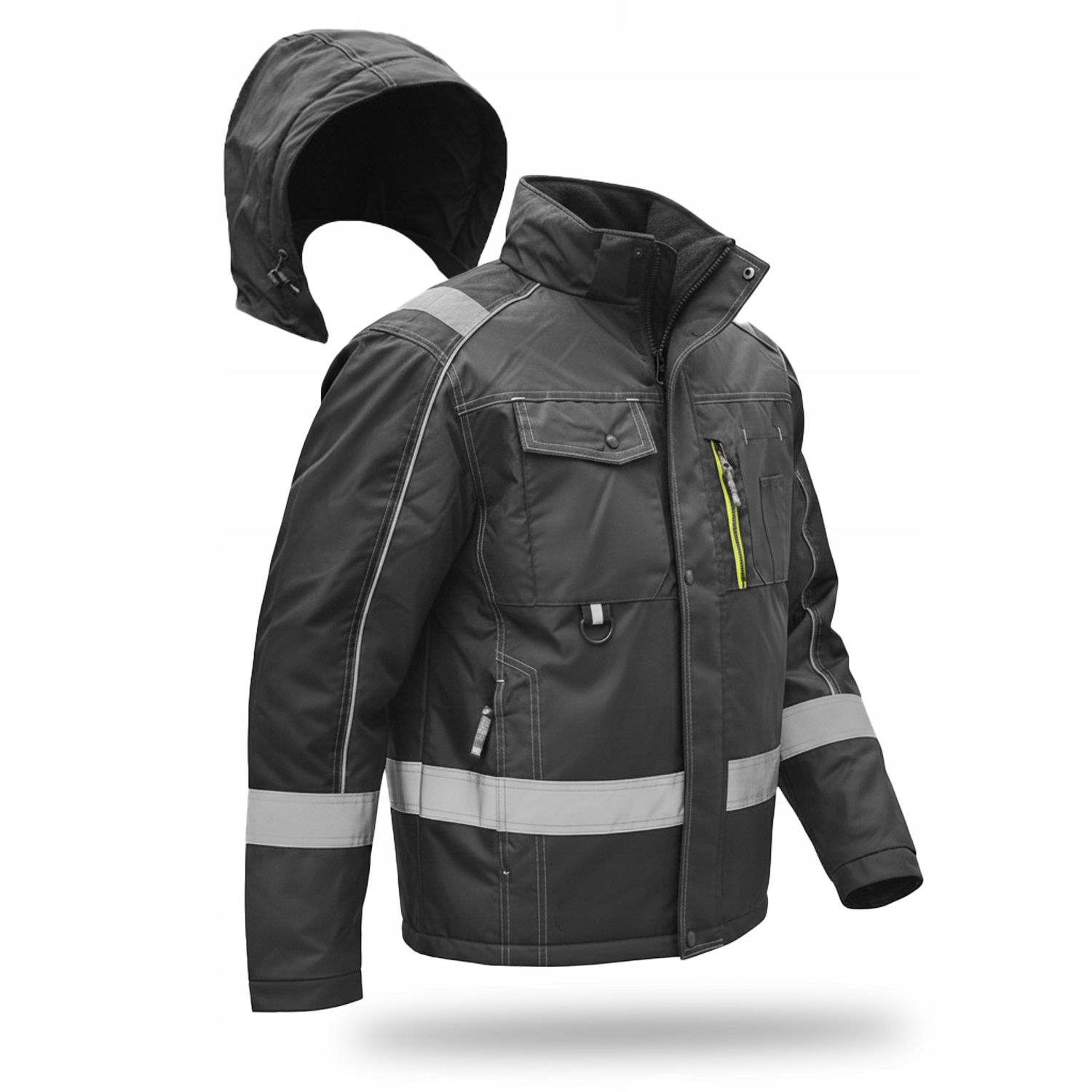 Pánská Zateplená Zimní Pracovní Bunda S Kapucí Voděodolná Oxford Odrazka