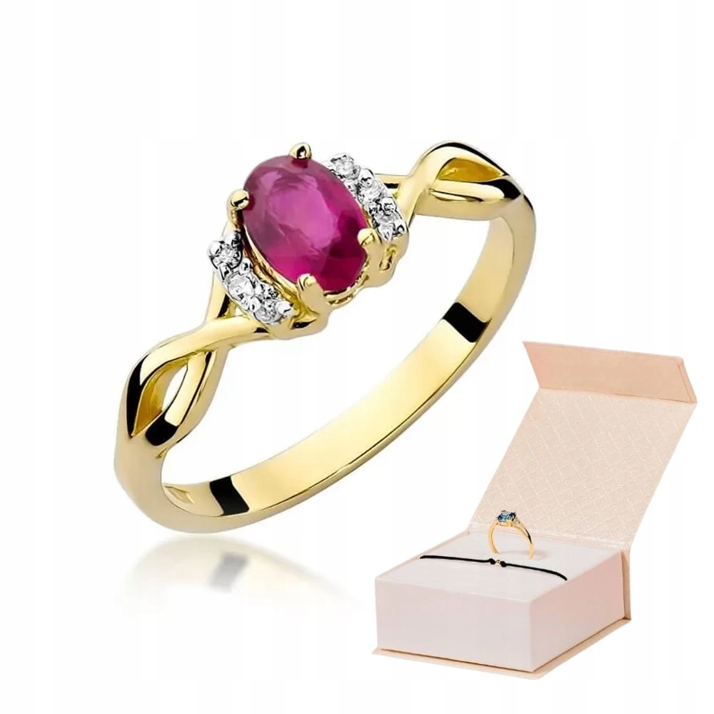 Zlatý Prstýnek S Rubínem 0,60 ct Diamanty Zlatý Náramek