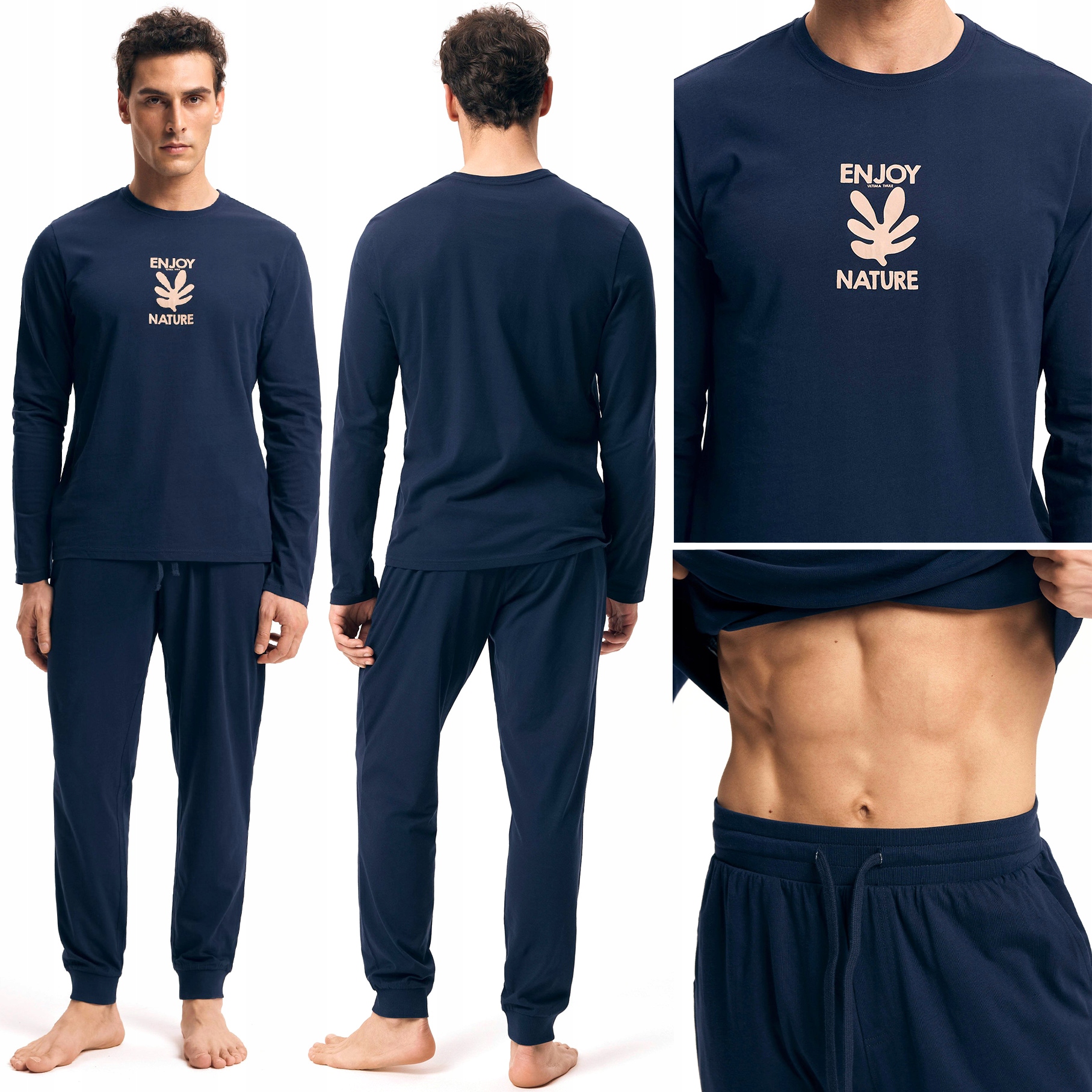 Pánské Pyžamo Henderson Komplet s dlouhým rukávem 100% Bavlna tmavě modrá L