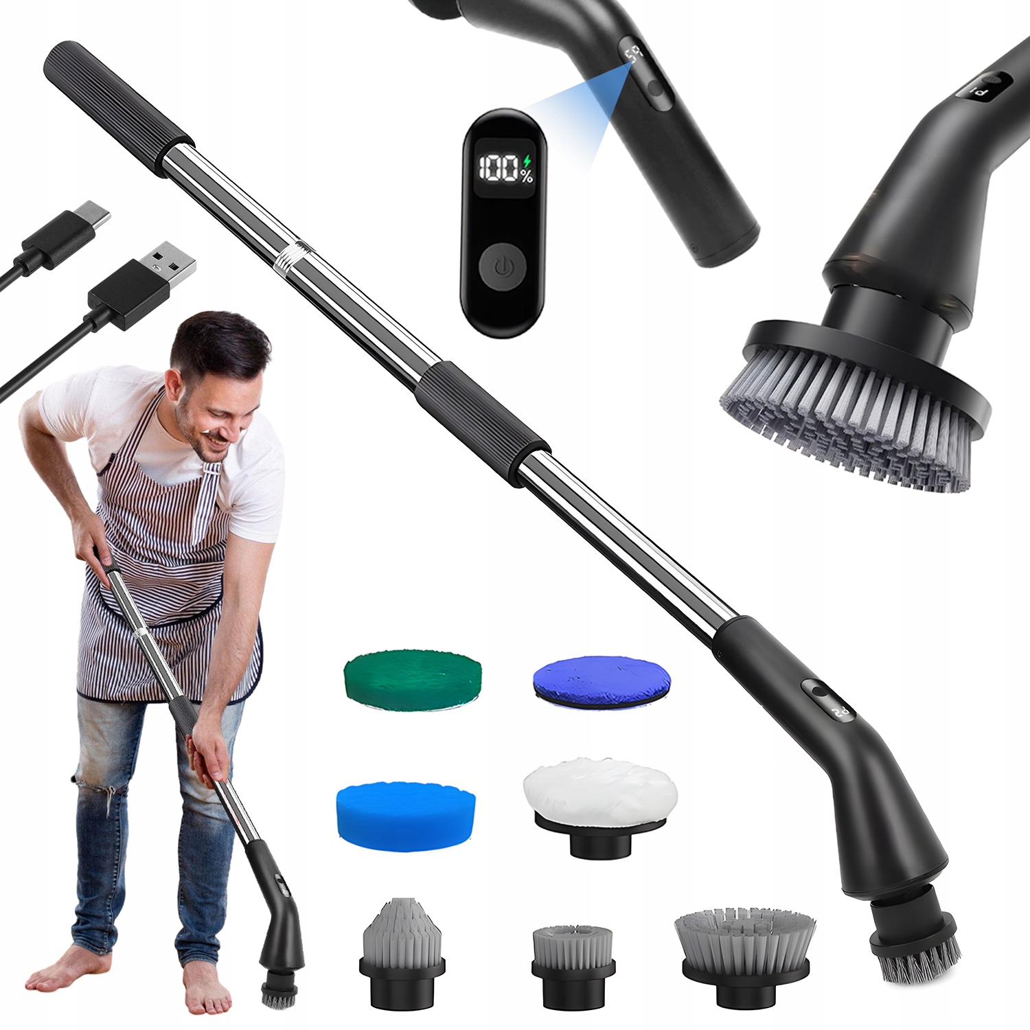 Levně Elektrický Bezdrátový Čisticí Kartáč, Multifunkční, Škálovatelný, 7V1