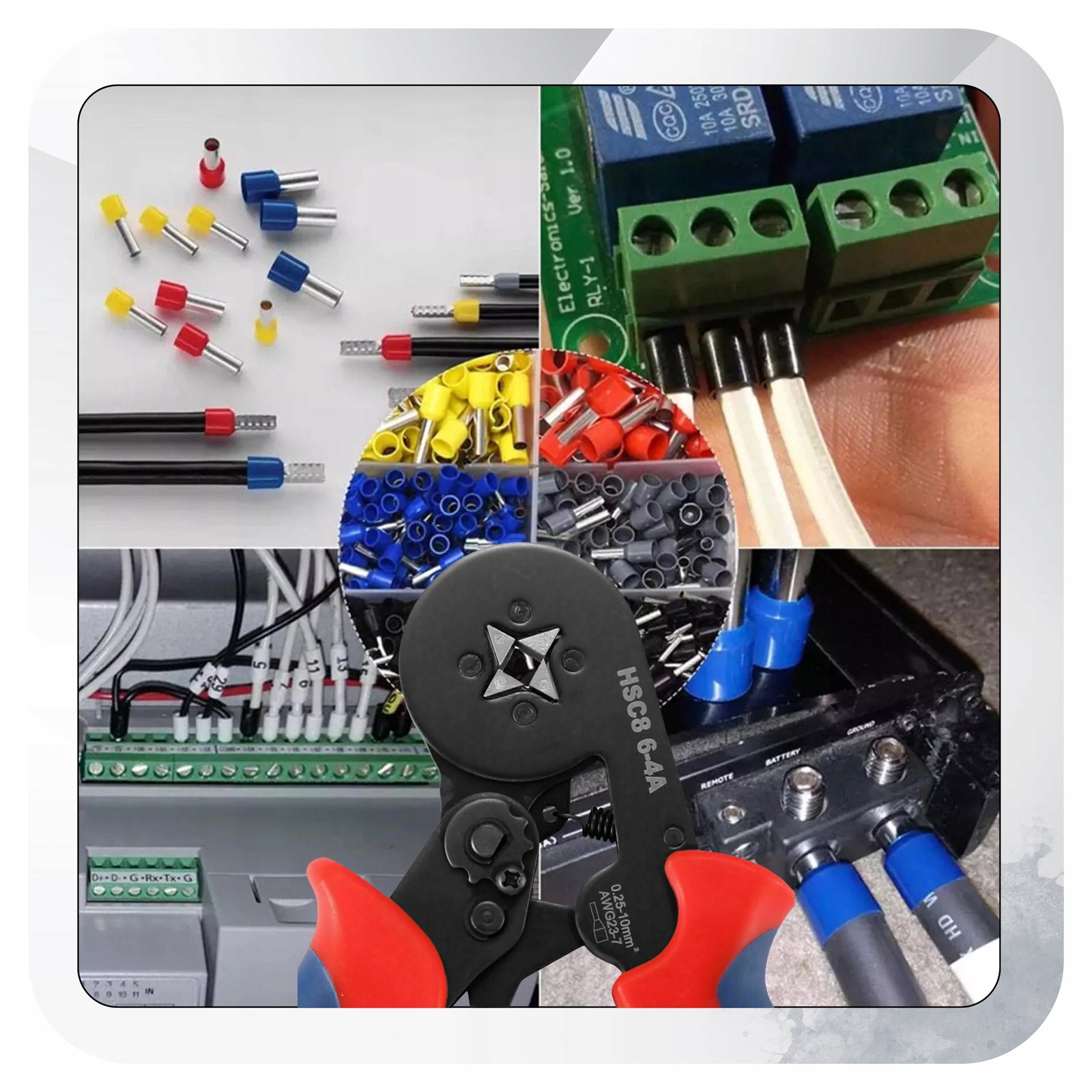 Zaciskarka Praska Do Tulejek Kabli Czterokątna Zestaw od E0508 do E10-12 Model Zaciskarka praska 1250 tulej