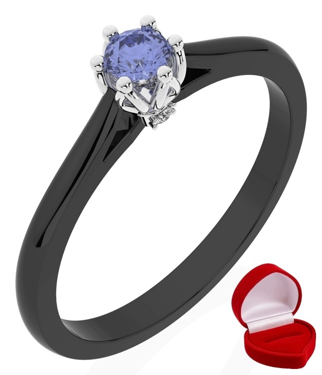 Zlatý Prstýnek Tanzanit 585 14k 0,09 ct Černé Zlato R11