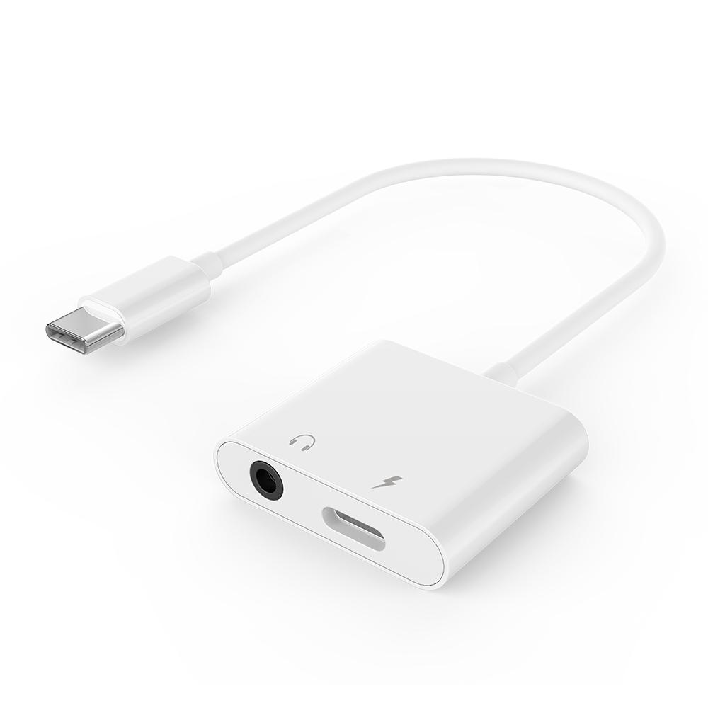 Adapter audio mini Jack żeński 3.5mm i Usb-c męski do Usb-cm biały Gembird