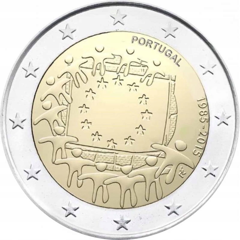2 euro Portugalia 30 lat flagi UE 2015