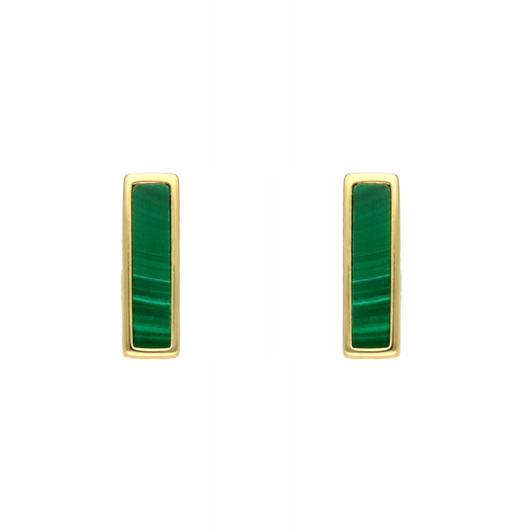 Náušnice s malachitem a stříbro, pozlacené