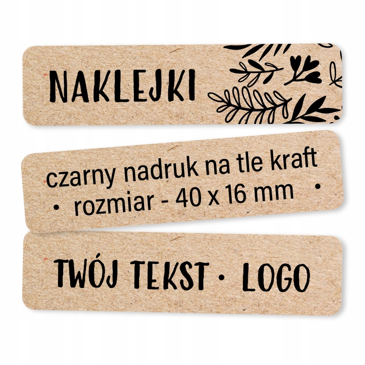 Naklejki Eko Kraft Na Rolce Własny Nadruk x1500 Logo Kod Qr Napis Etykiety