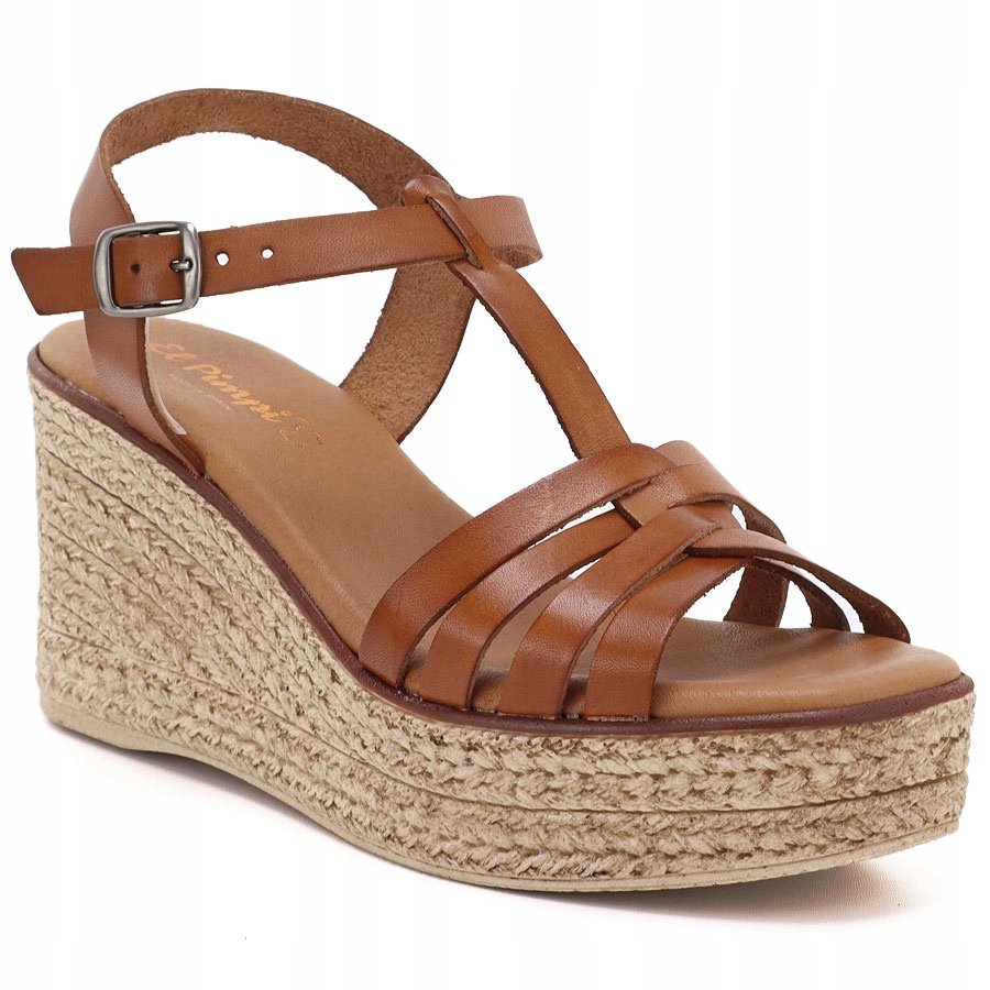 Kožené sandály na podpatku El Pimpi camel 7002 38