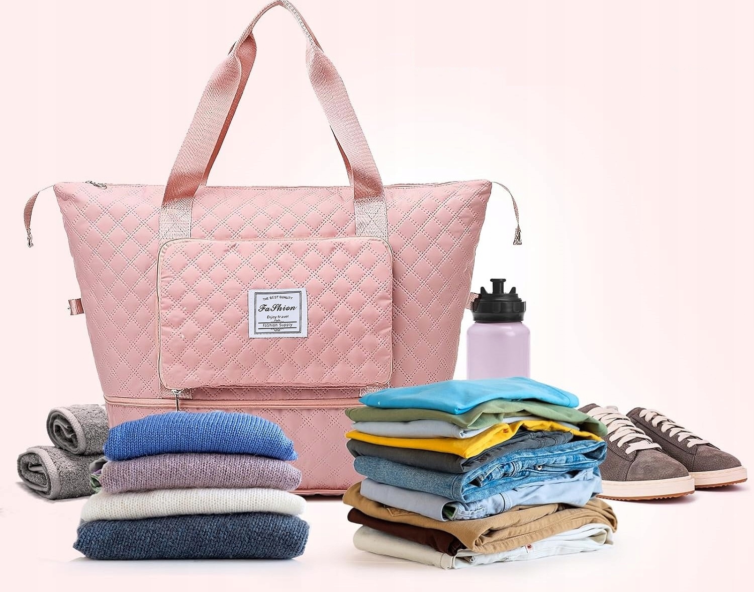 TORBA PODRÓŻNA CODZIENNA BAGAŻ PODRĘCZNY DO SAMOLOTU SKŁADANA WODOODPORNA Kod producenta TORBA A4 PODRÓŻNA RÓŻOWA SKŁADANA  KORBI