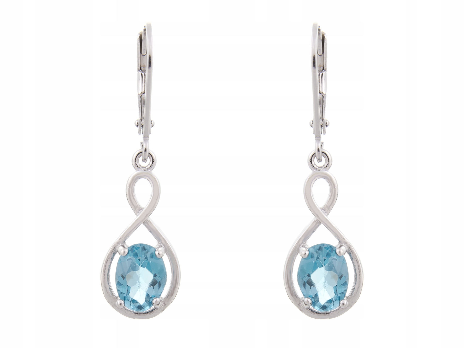 Závěsné Stříbrné Náušnice Rhodiované Swiss Topaz Přírodní