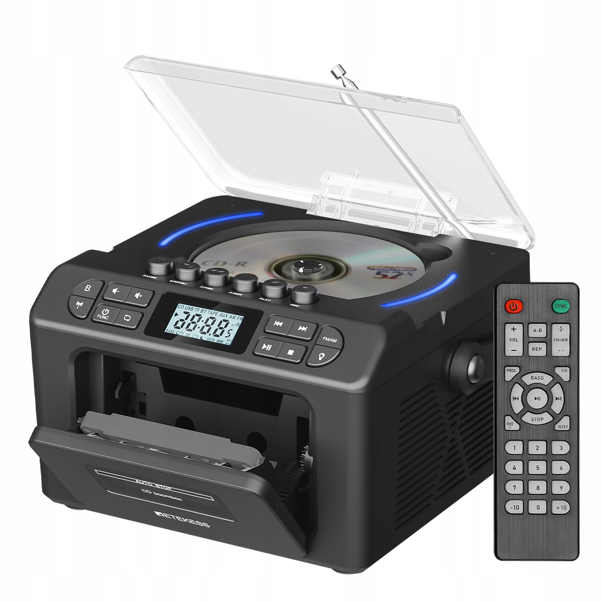 TR642 Radio Kuchenne Odtwarzacz CD Boombox Bluetooth Czarny Zasilanie Bateryjne