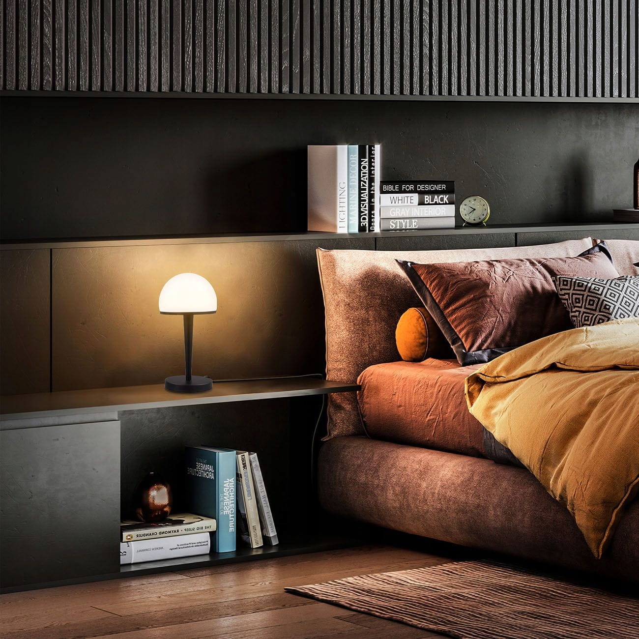 LAMPA STOŁOWA NOCNA DOTYKOWA CZARNA - ŚCIEMNIACZ Głębokość produktu 38 cm