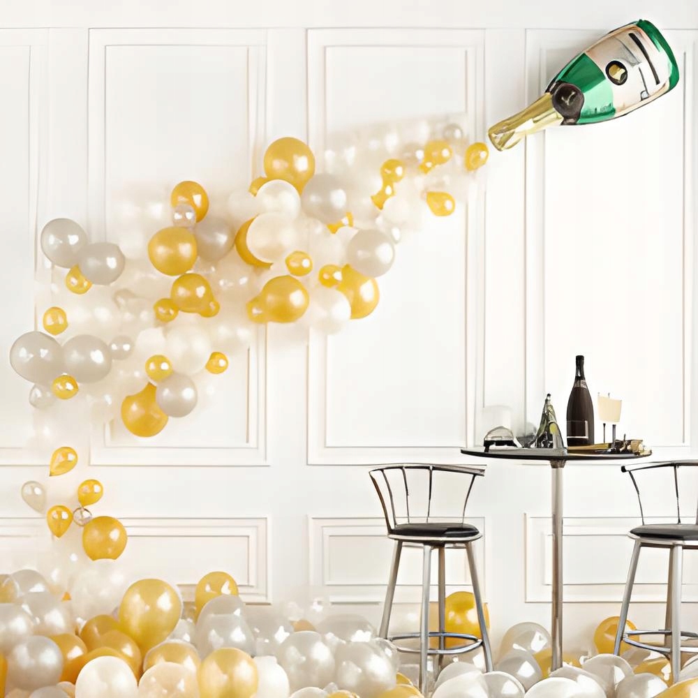 Balony BIAŁE i ZŁOTE CHROM na Ślub Urodziny 100szt Marka inna