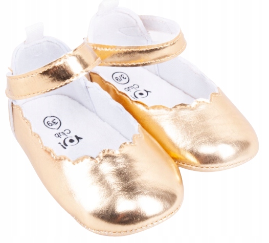 BUTY BUCIKI NIECHODKI DZIEWCZĘCE ZŁOTE 9-15m 19/20