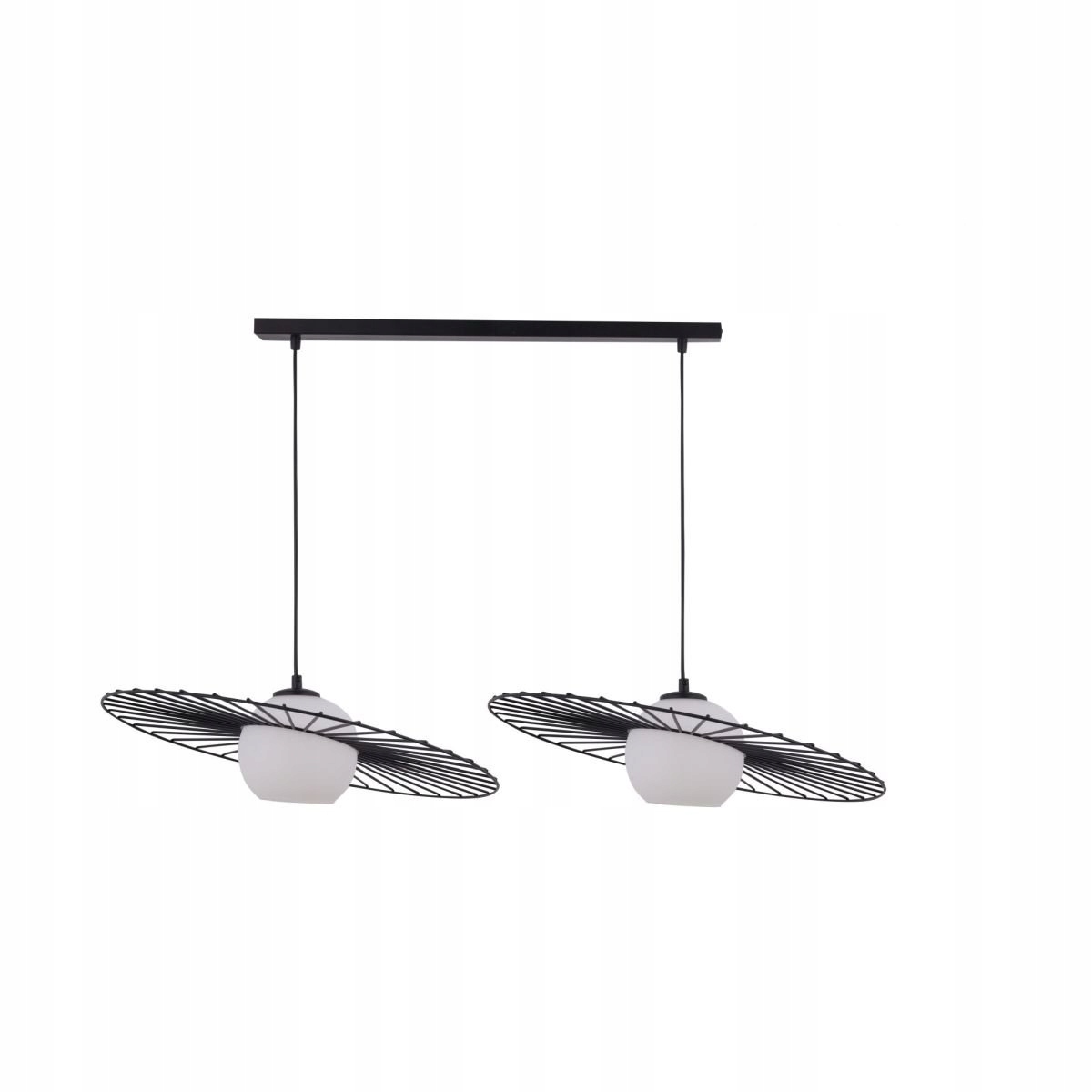 Čierna drôtená závesná lampa so sklenenými tienidlami Sol 2 Sigma Lighting