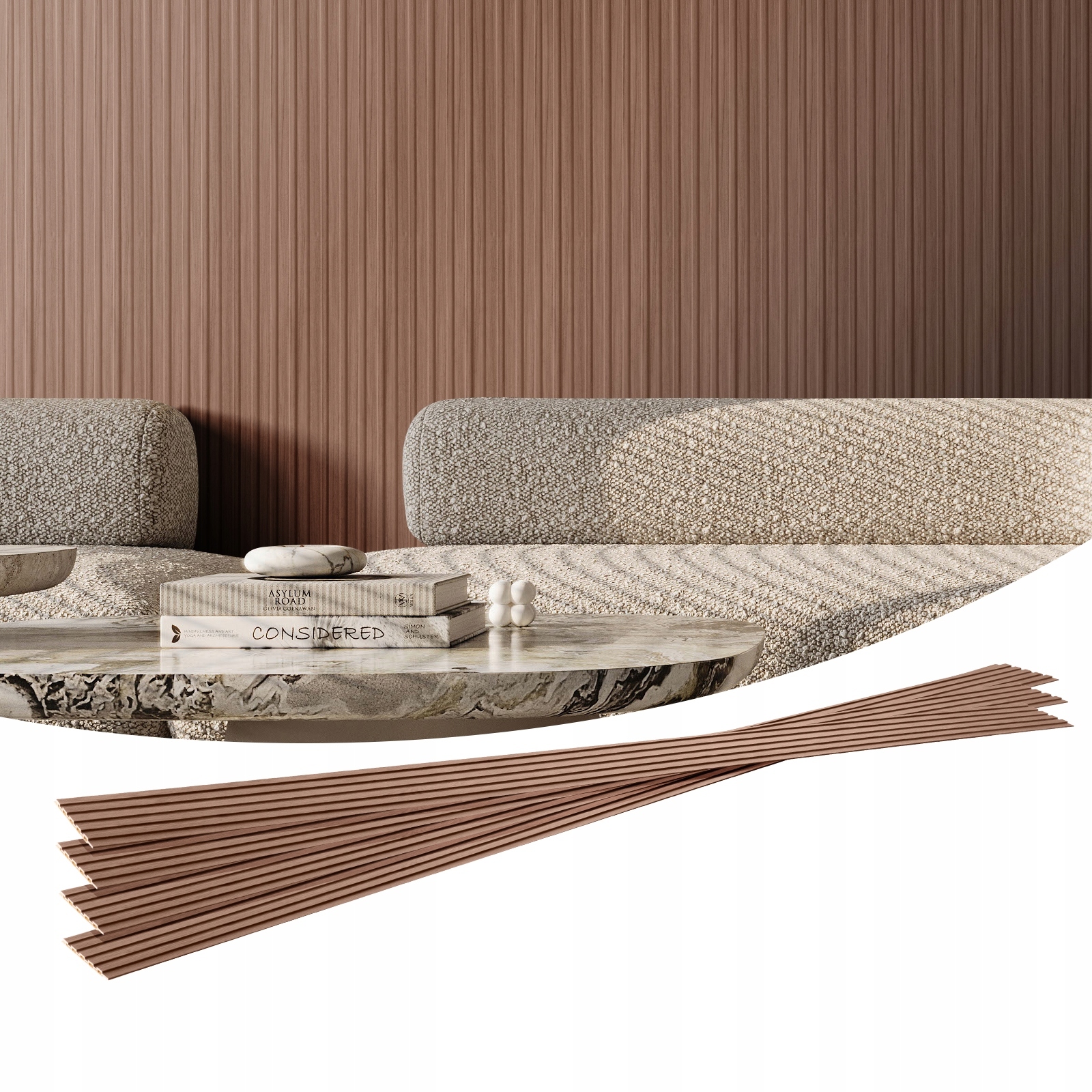 Sada 8 Akustických Panelov Vevor 2450X166 MM Sivý Dub Silný A Štylizovaný