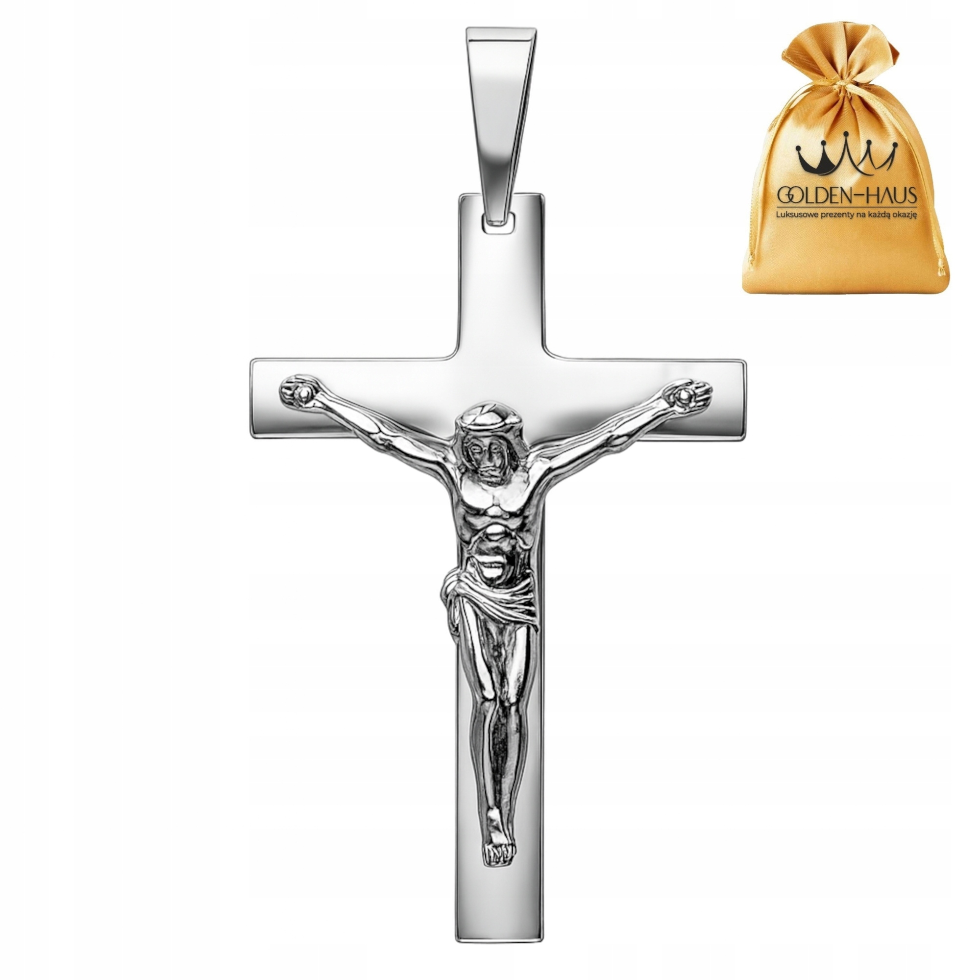Stříbrný Křížek Bílý Leštěný S Ježíšem Stříbro O Ryzosti 925