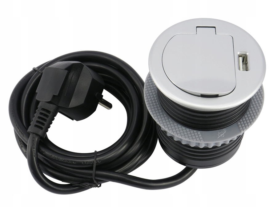 Mini Zásuvka Zapuštěná Do Pracovní Desky 240V Usb Alu