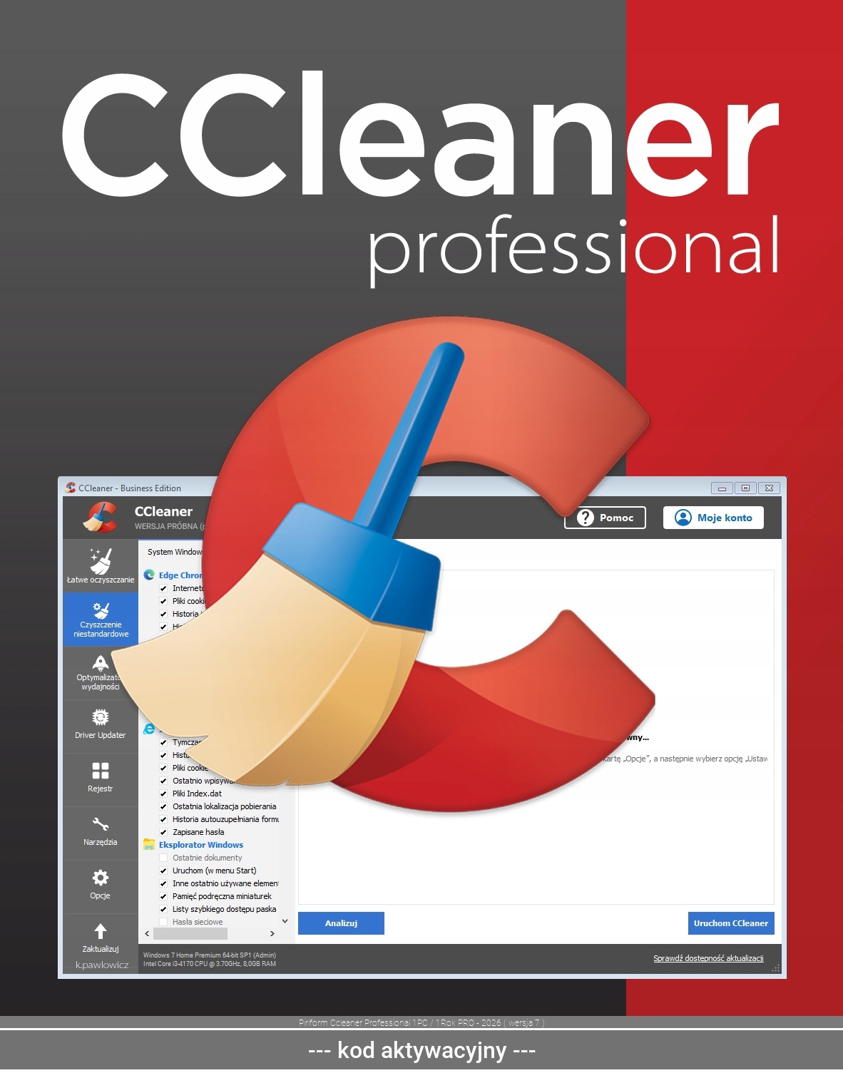 Piriform CCleaner Professional 2026 (wersja 7) 1 st. / 12 miesięcy ESD