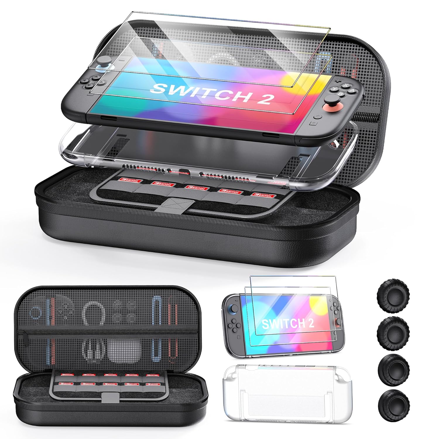 Zestaw akcesoriów 10 W 1 do Nintendo Switch 2 (2025) Hard Case Protector