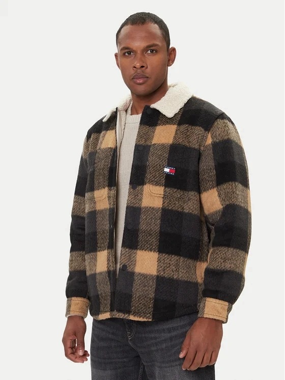 Tommy Jeans Bunda Check Teddy DM0DM22010 Béžová Regular Fit 3XL