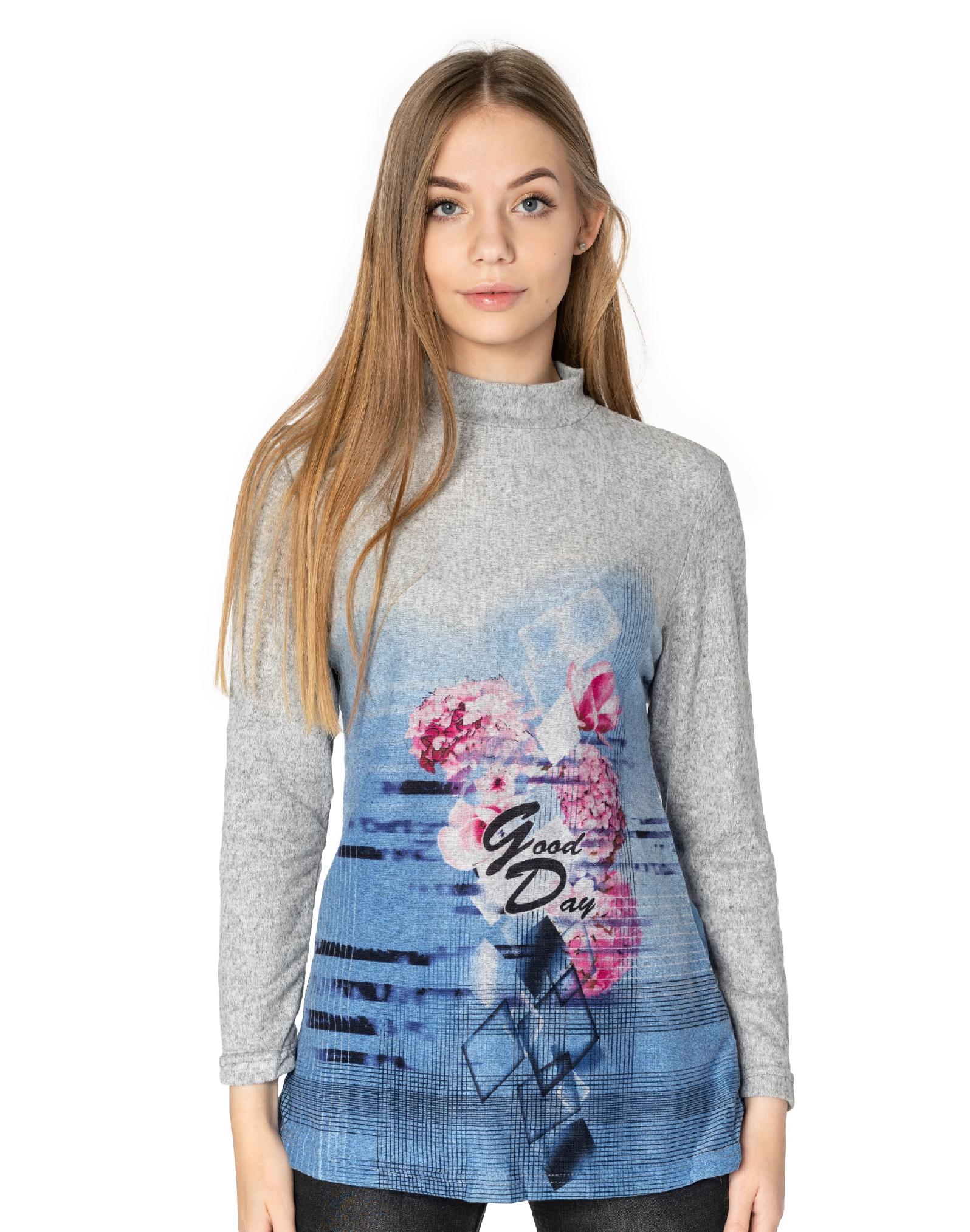 

Bluzka Damska z Długim Rękawem Półgolf 3460-02 4XL