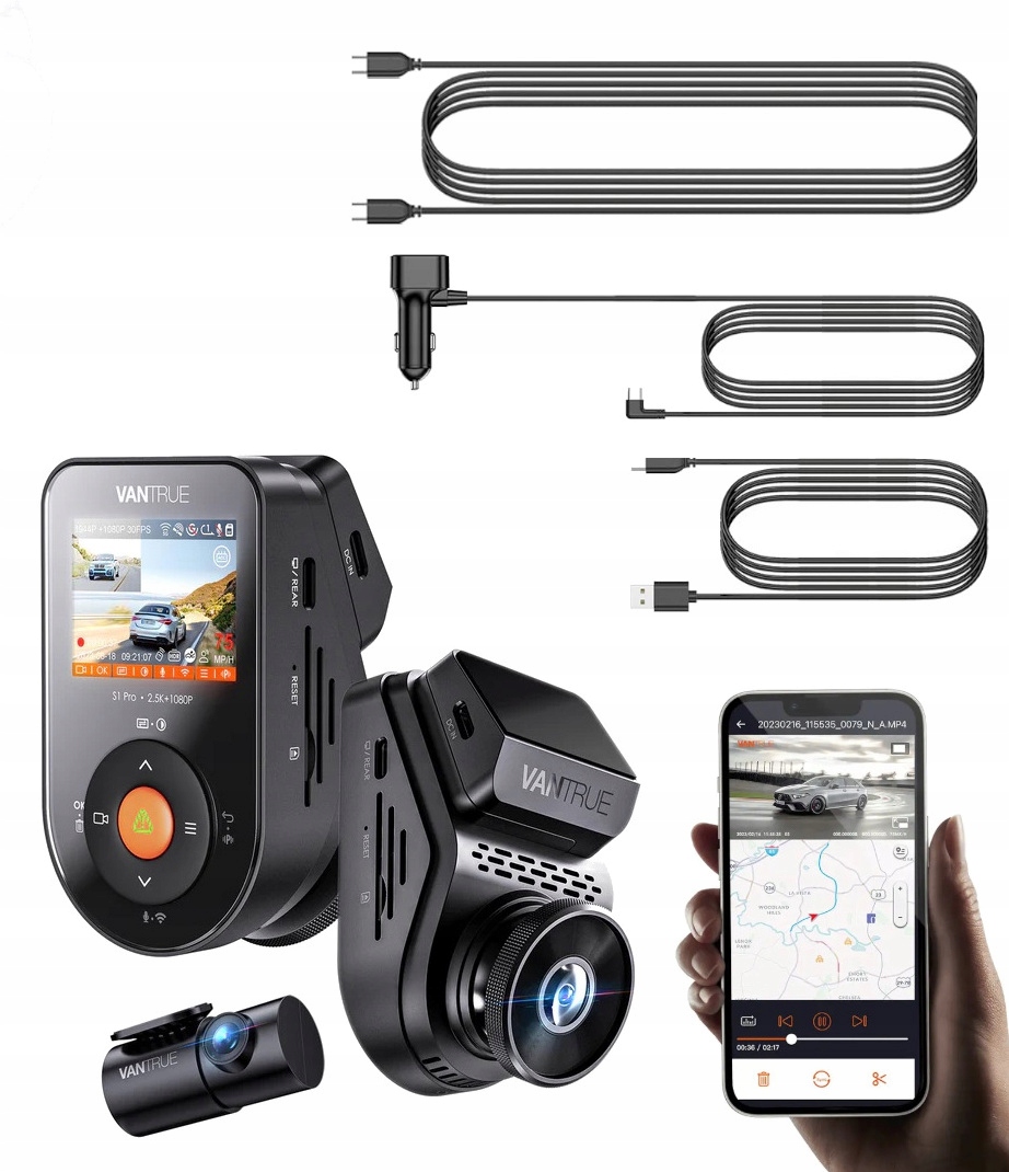 REJESTRATOR VANTRUE S1 PRO 2CH SONNET 1 + 512GB + ACC + FILTR CPL + PILOT Marka Vantrue