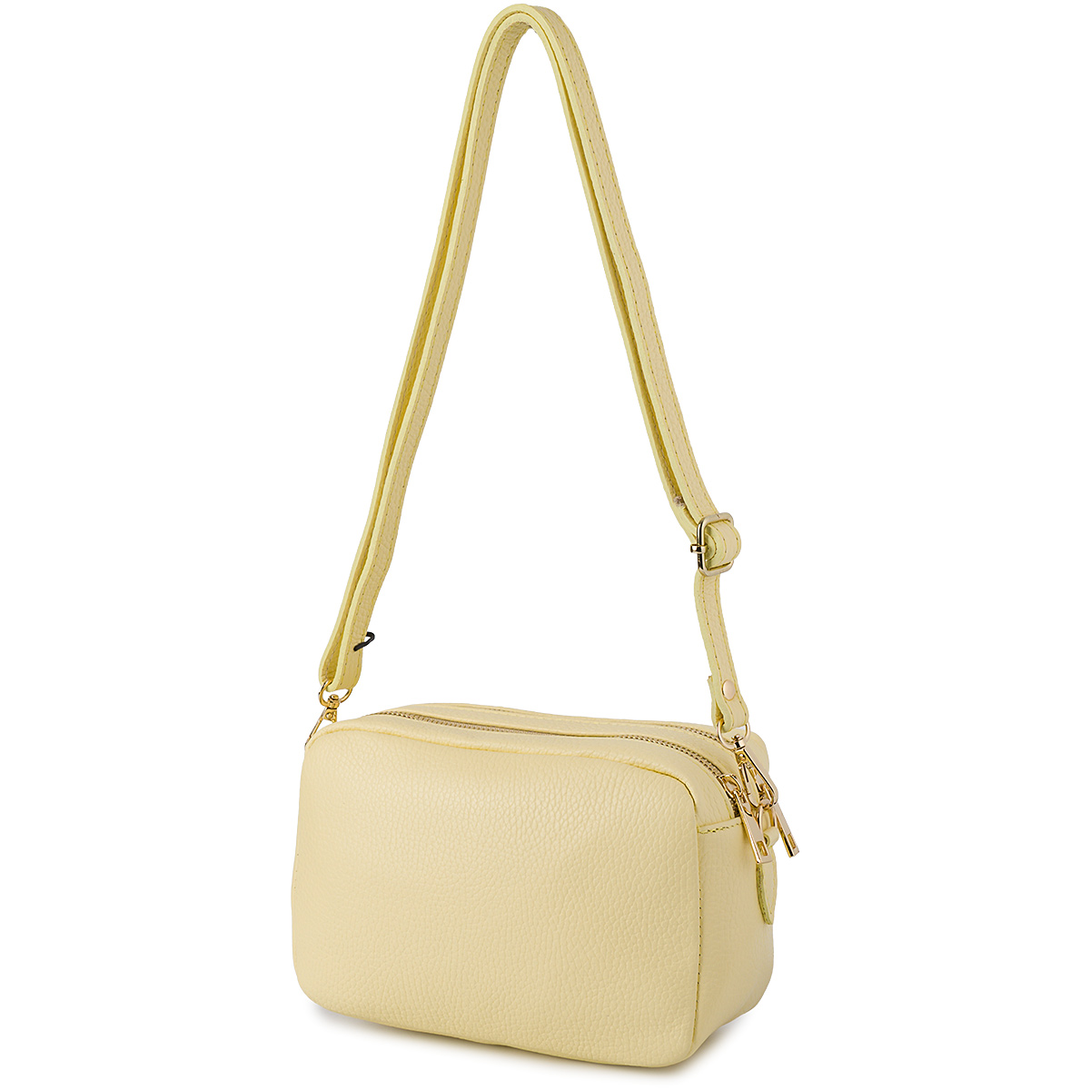 Kožená dámská kabelka přes rameno, prostorná, žlutá, dvoukomorová, Vera Pelle