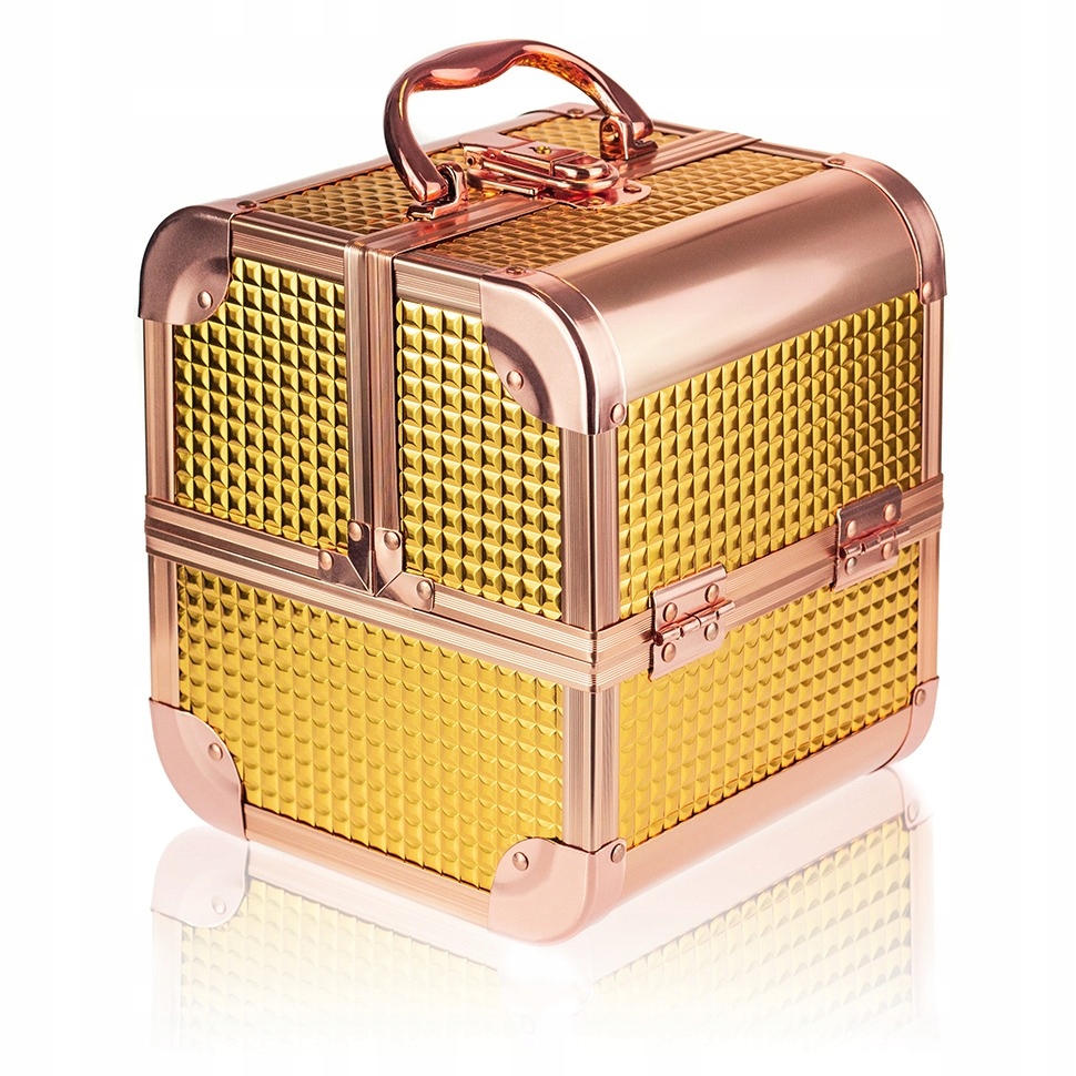 

Kuferek Na Kosmetyki Gold 3D Kratka Lusterko