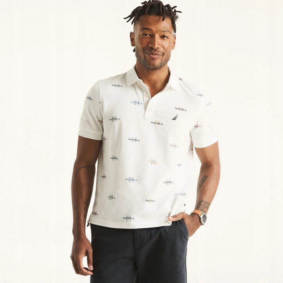 Nautica pánské polo tričko Classic Fit bílé logové XL